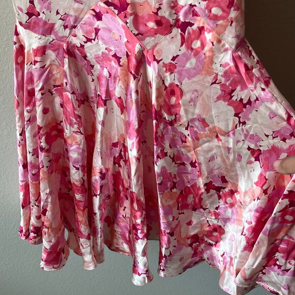 Banana Republic Pink Silk Midi Dress Size 4 Floral Romantic Barbie Barbiecore - Picture 8 of 11